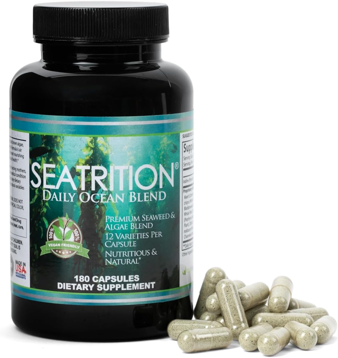 Seaweed Immune and Thyroid Support Supplement - 540 Veg Capsules, 6 Month Supply, Daily Health Boost with 12 Sea Plants