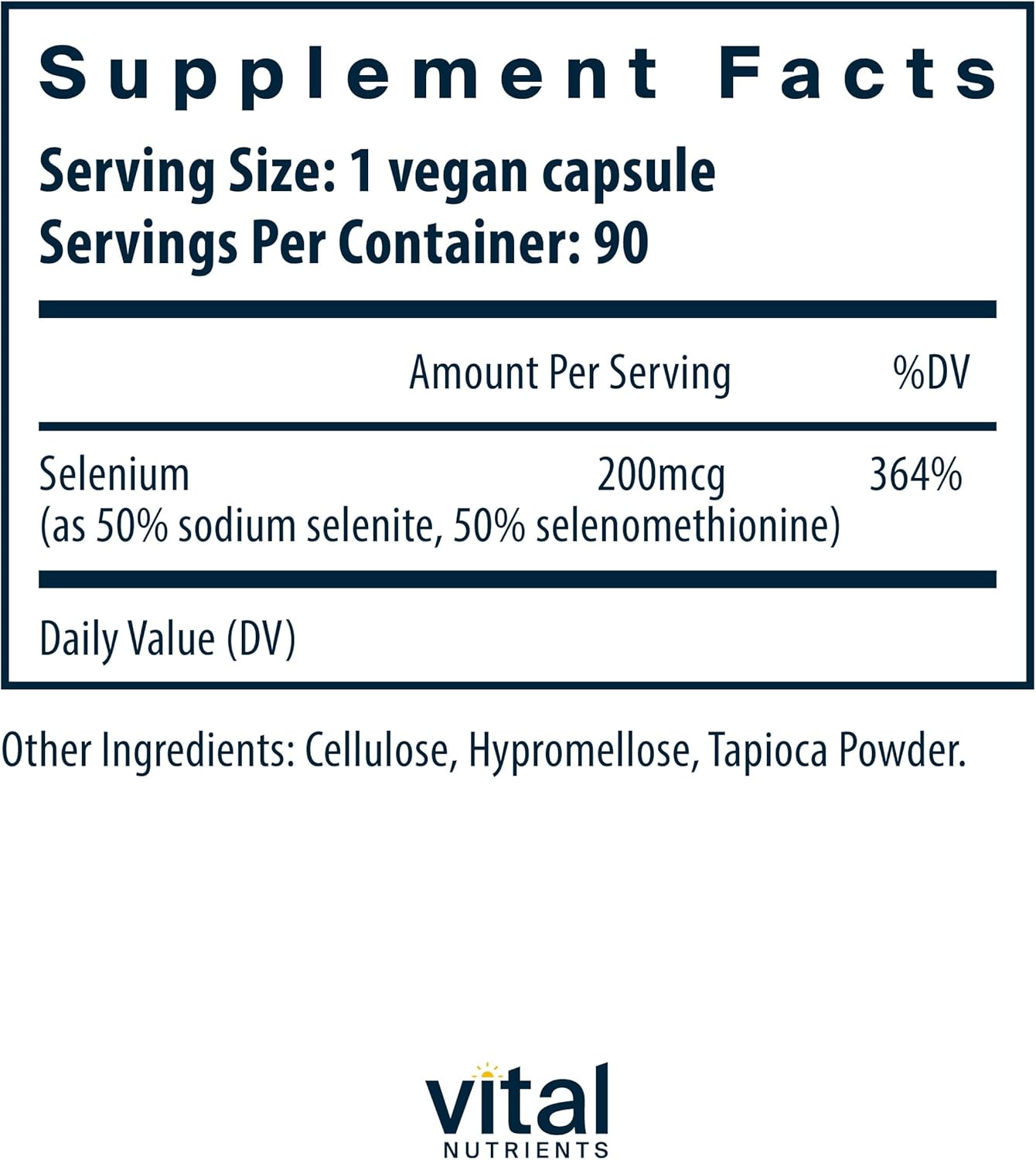 Selenium Supplement - 90 Vegetarian Capsules - 200 mcg Antioxidant Support