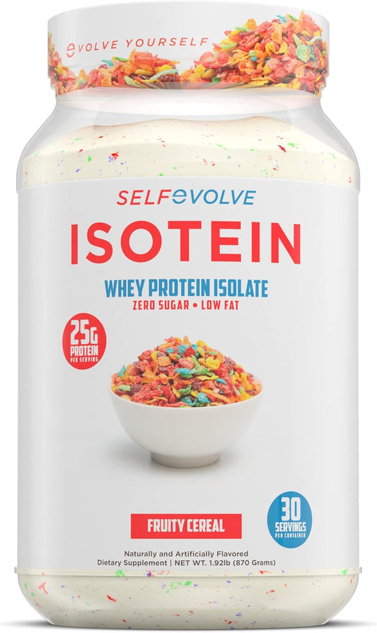 selfevolve Isotein Isolate Protein Powder - Fruity Cereal Flavor - 25g Whey Isolate Protein, 0g Sugar, 1g Fat - Post Workout Recovery Powder - 2lbs