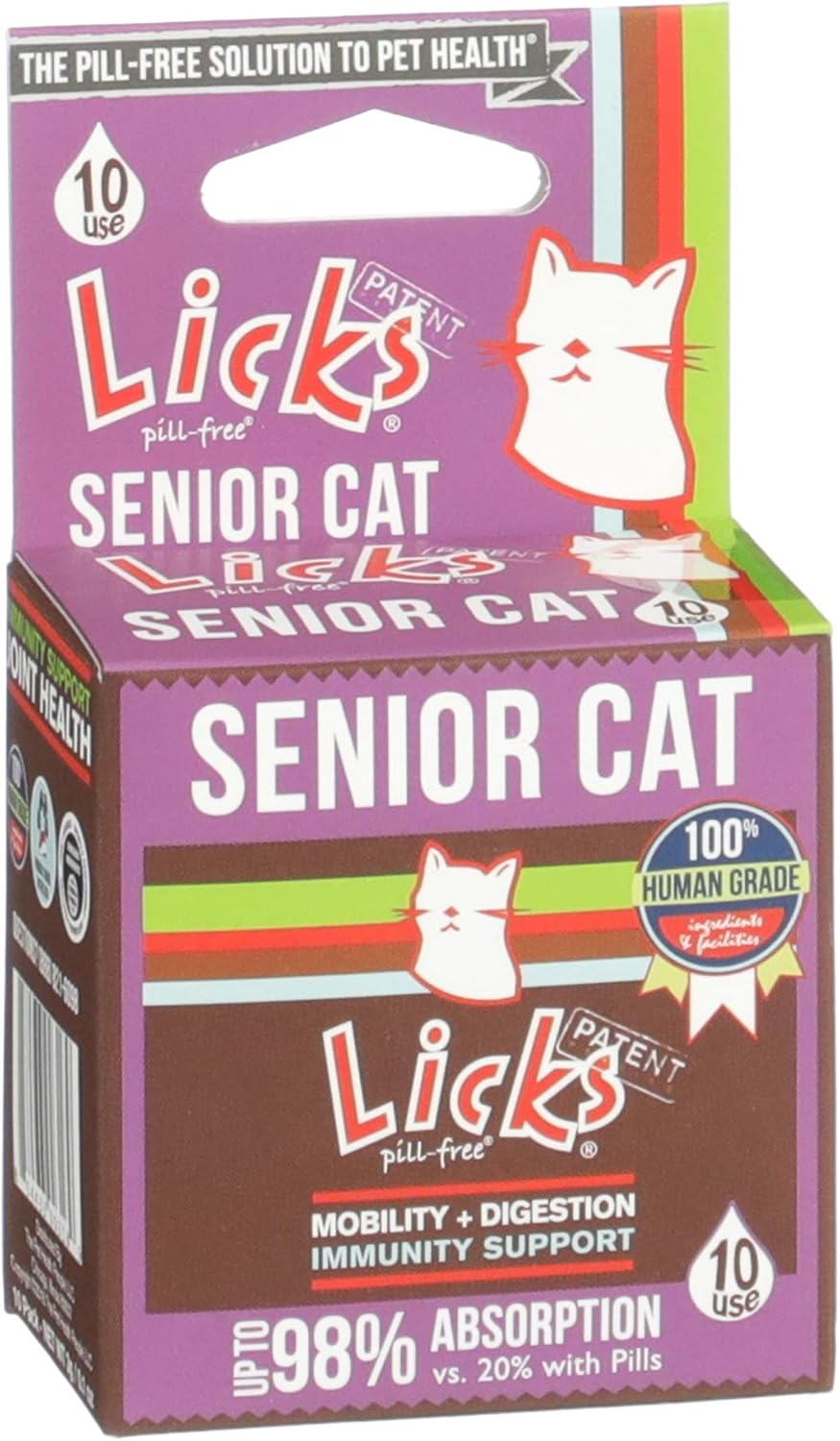 Senior Cat Gel Packets - Joint Support, Digestion, Immunity, & Heart Health Supplements for Older Cats - 10 Pack