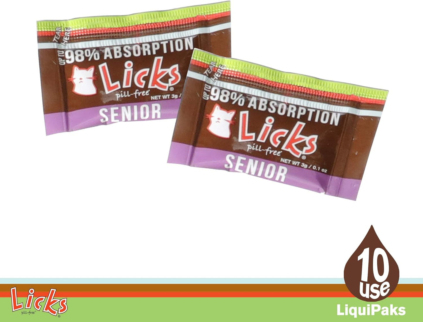 Senior Cat Gel Packets - Joint Support, Digestion, Immunity, & Heart Health Supplements for Older Cats - 10 Pack