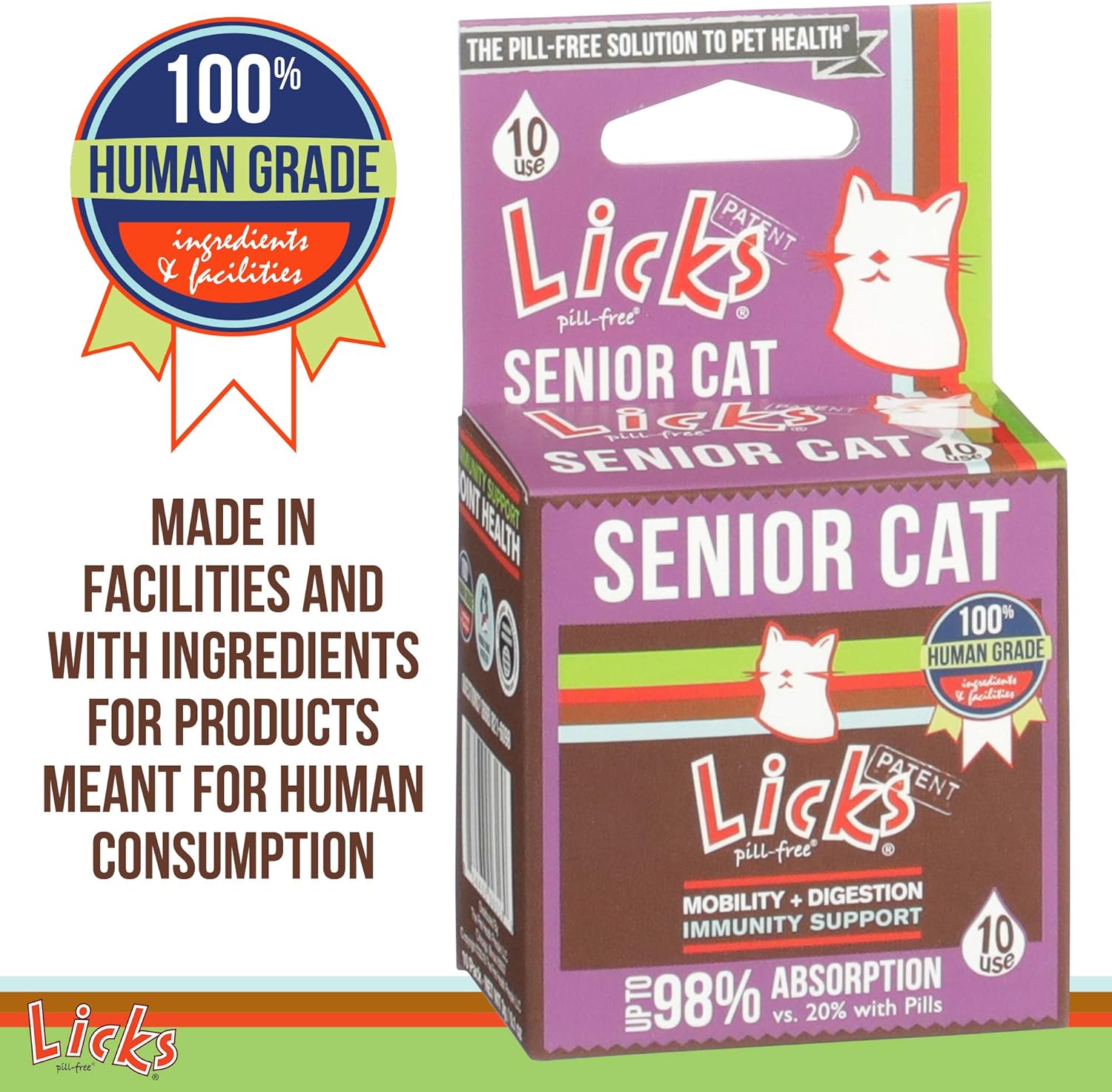 Senior Cat Gel Packets - Joint Support, Digestion, Immunity, & Heart Health Supplements for Older Cats - 10 Pack