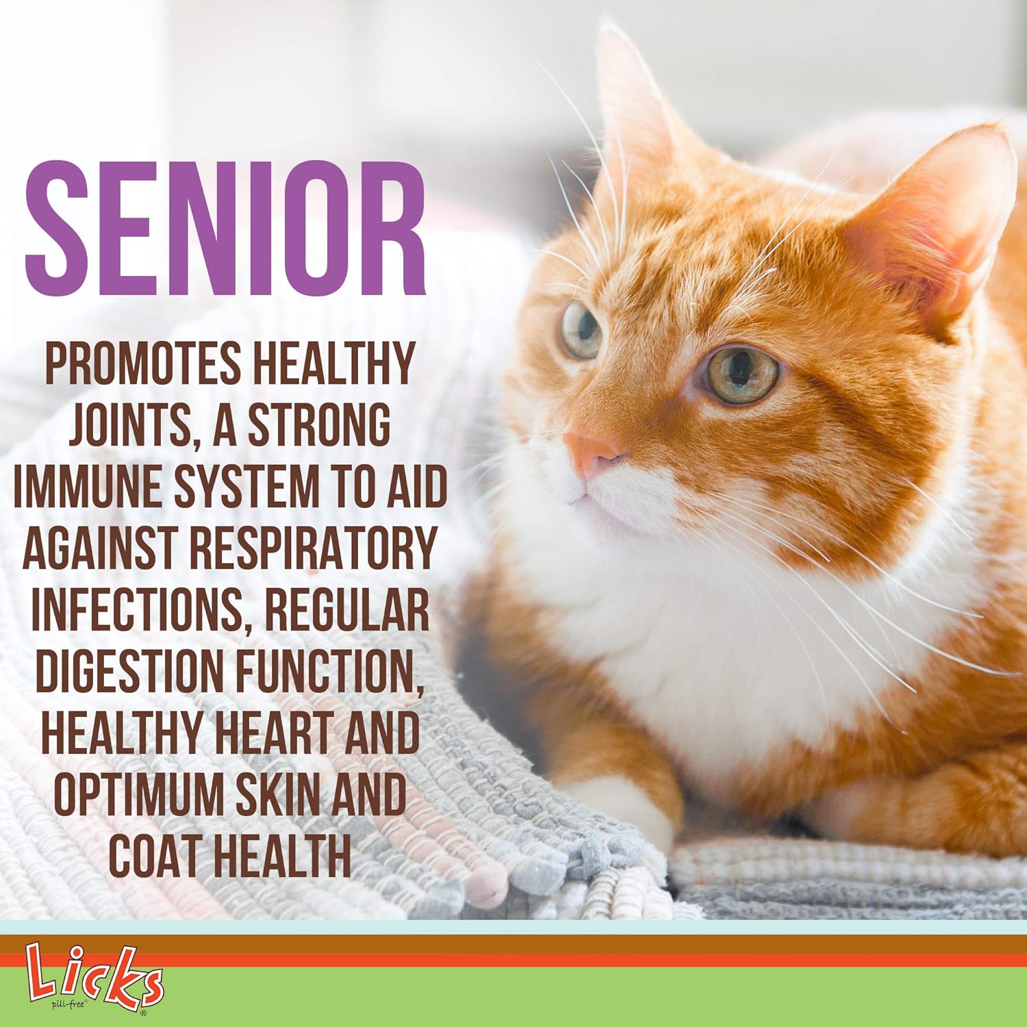 Senior Cat Joint Support & Digestion Supplement - Immunity & Heart Health Vitamins - Pill-Free Gel Packets - 30 Servings