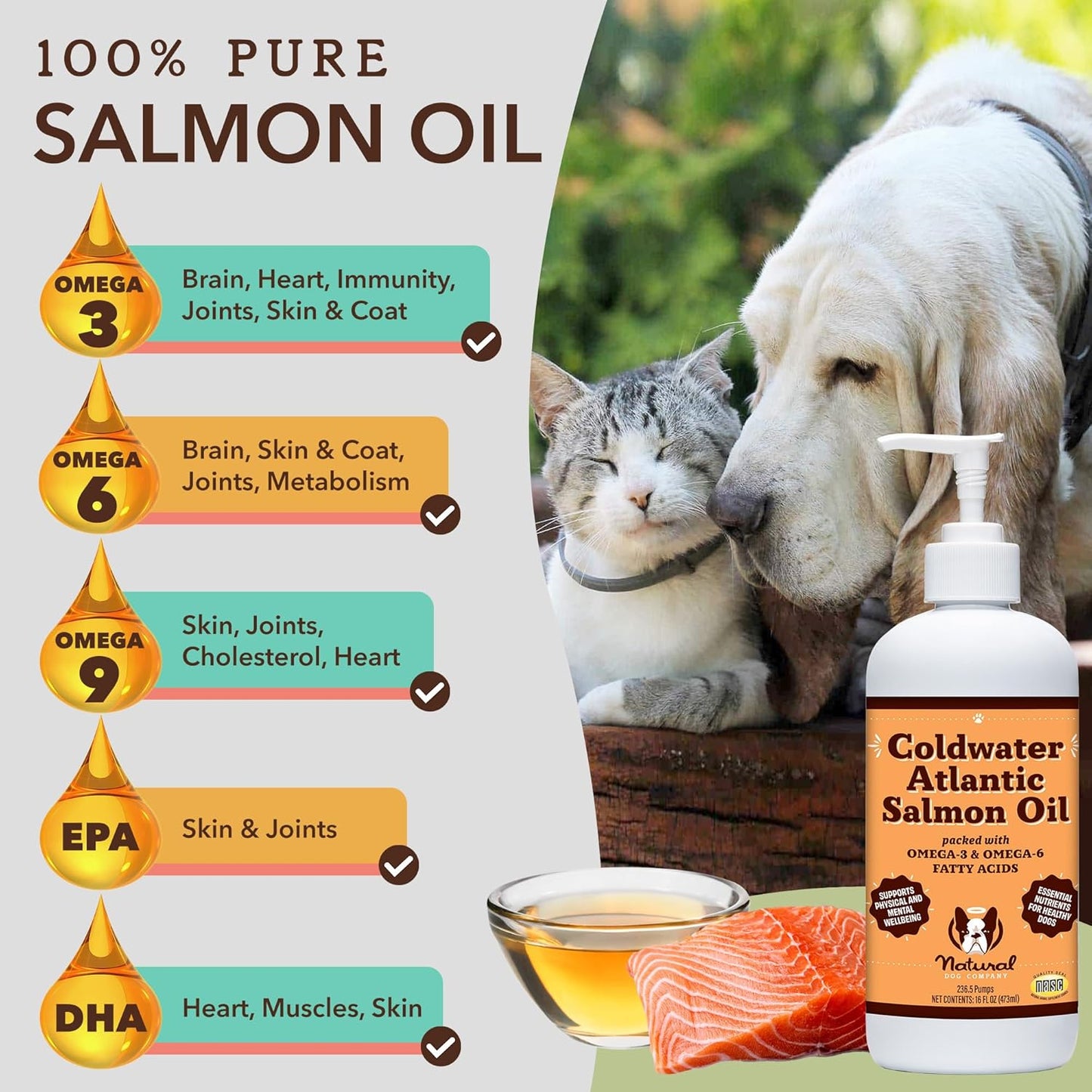Senior Dog Immune Support Bundle: Multivitamin Chews & Atlantic Salmon Oil - Joint Care & Cognitive Health - 90 Chews + 16oz Oil
