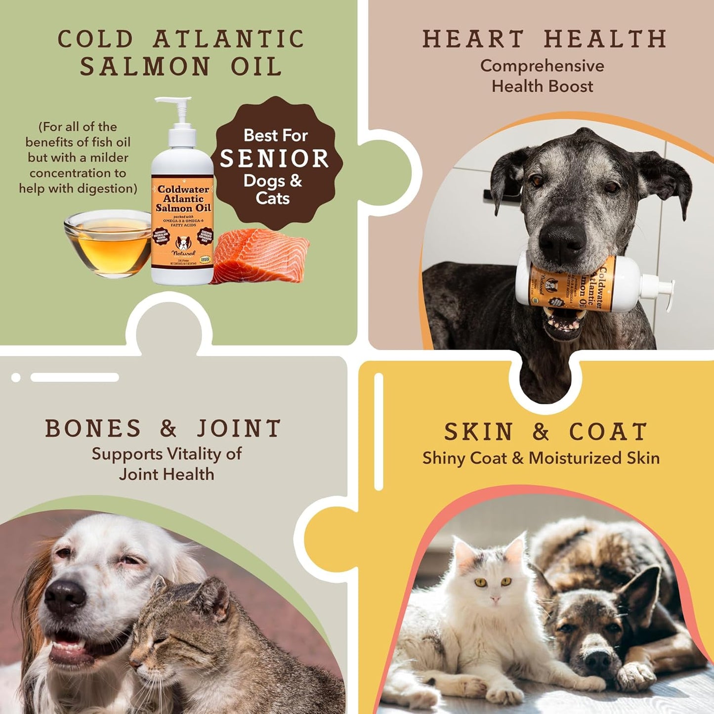 Senior Dog Immune Support Bundle: Multivitamin Chews & Atlantic Salmon Oil - Joint Care & Cognitive Health - 90 Chews + 16oz Oil