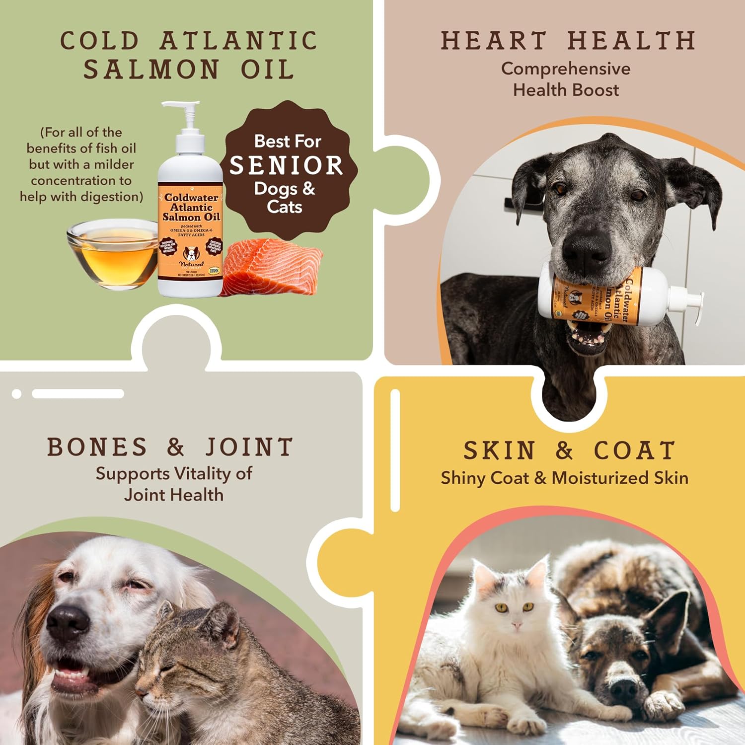 Senior Dog Immune Support Bundle: Multivitamin Chews & Atlantic Salmon Oil - Joint Care & Cognitive Health - 90 Chews + 16oz Oil