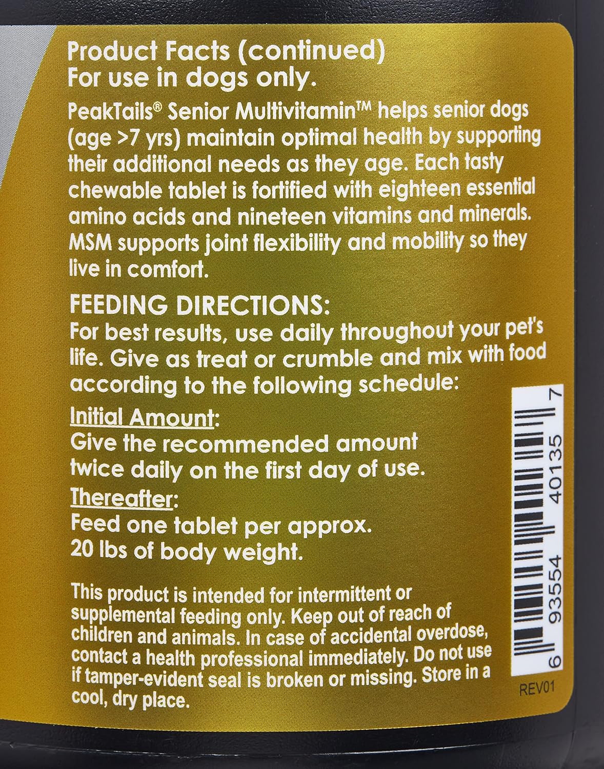 Senior Dog Multivitamin with Hip & Joint Support, Healthy Skin & Coat - Antioxidants, Amino Acids, Vitamins & Minerals - 350 Count