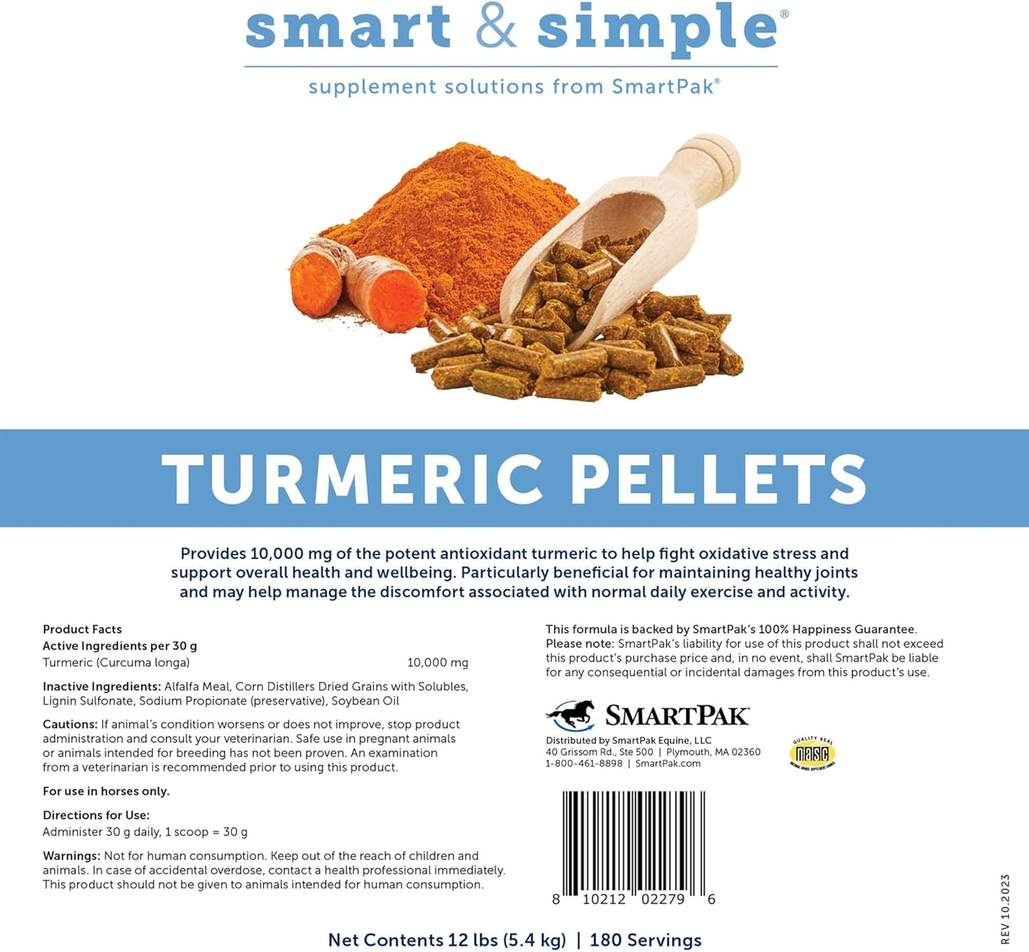 Senior Horse Digestive Health and Antioxidant Support Pack - SmartPak with Prebiotics, Probiotics, Turmeric, and Flax Seed - Ready-to-Use Formula