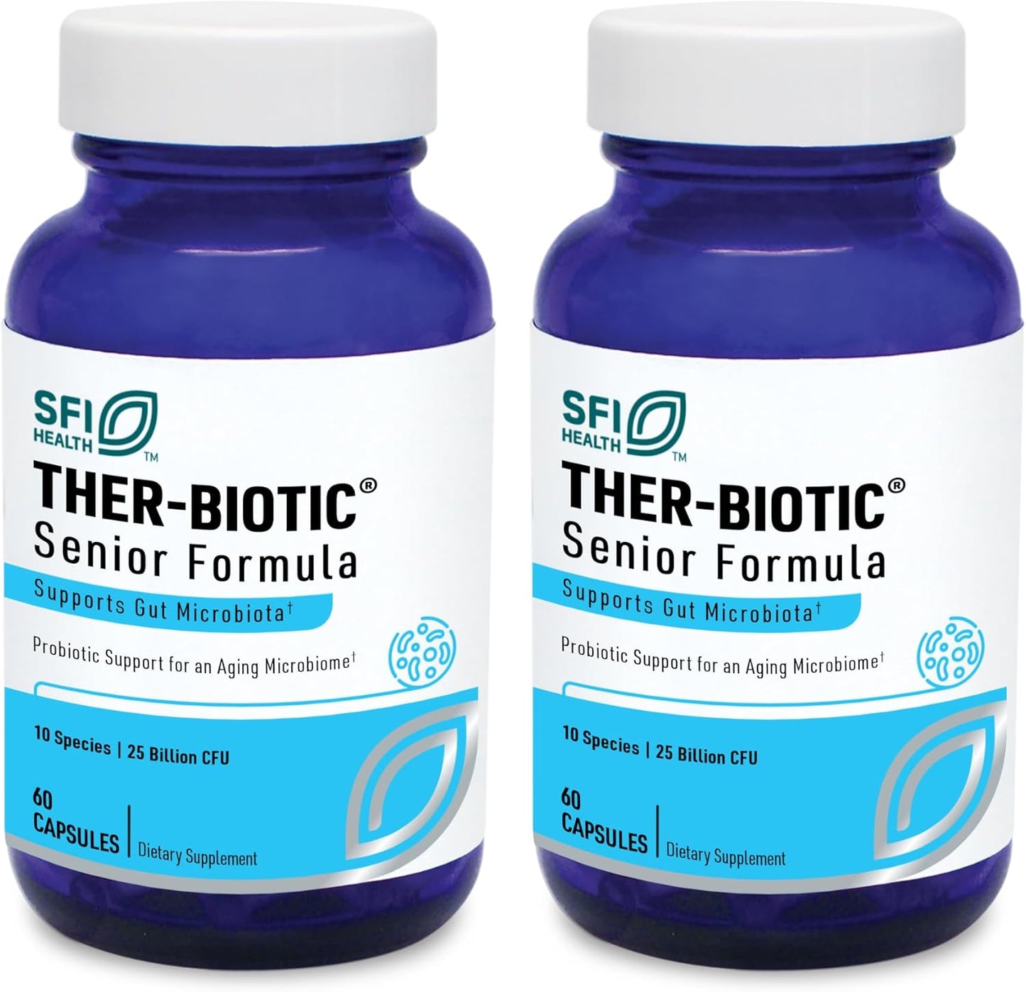 Senior Probiotics with Bifidobacterium & Lactobacillus for Digestive & Immune Support - Dairy-Free Capsules (60 Count, 2 Pack)