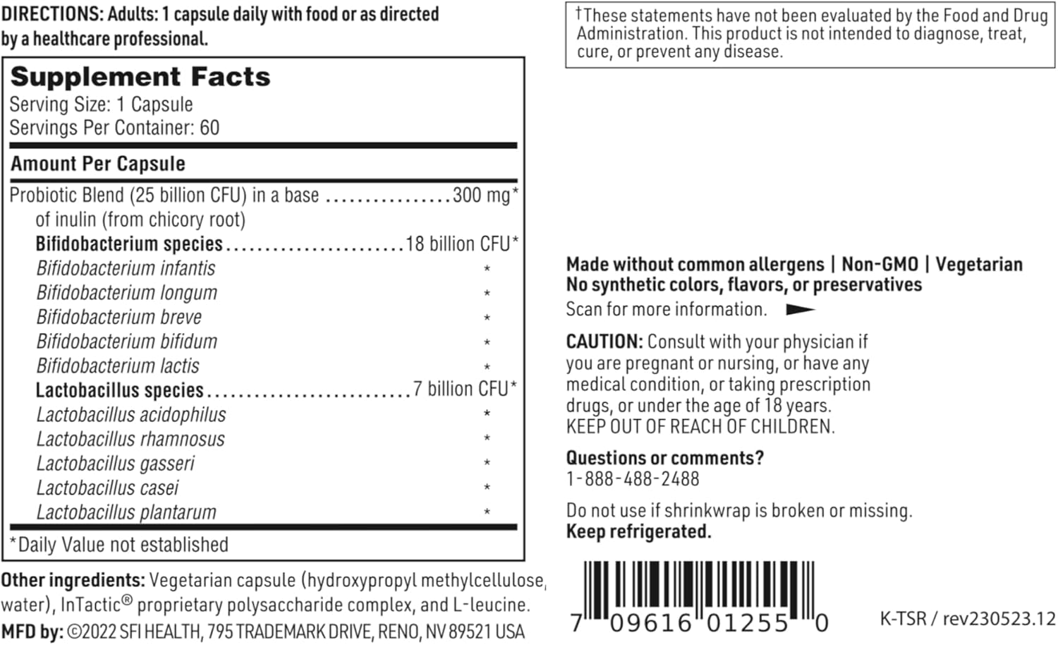 Senior Probiotics with Bifidobacterium & Lactobacillus for Digestive & Immune Support - Dairy-Free Capsules (60 Count, 2 Pack)