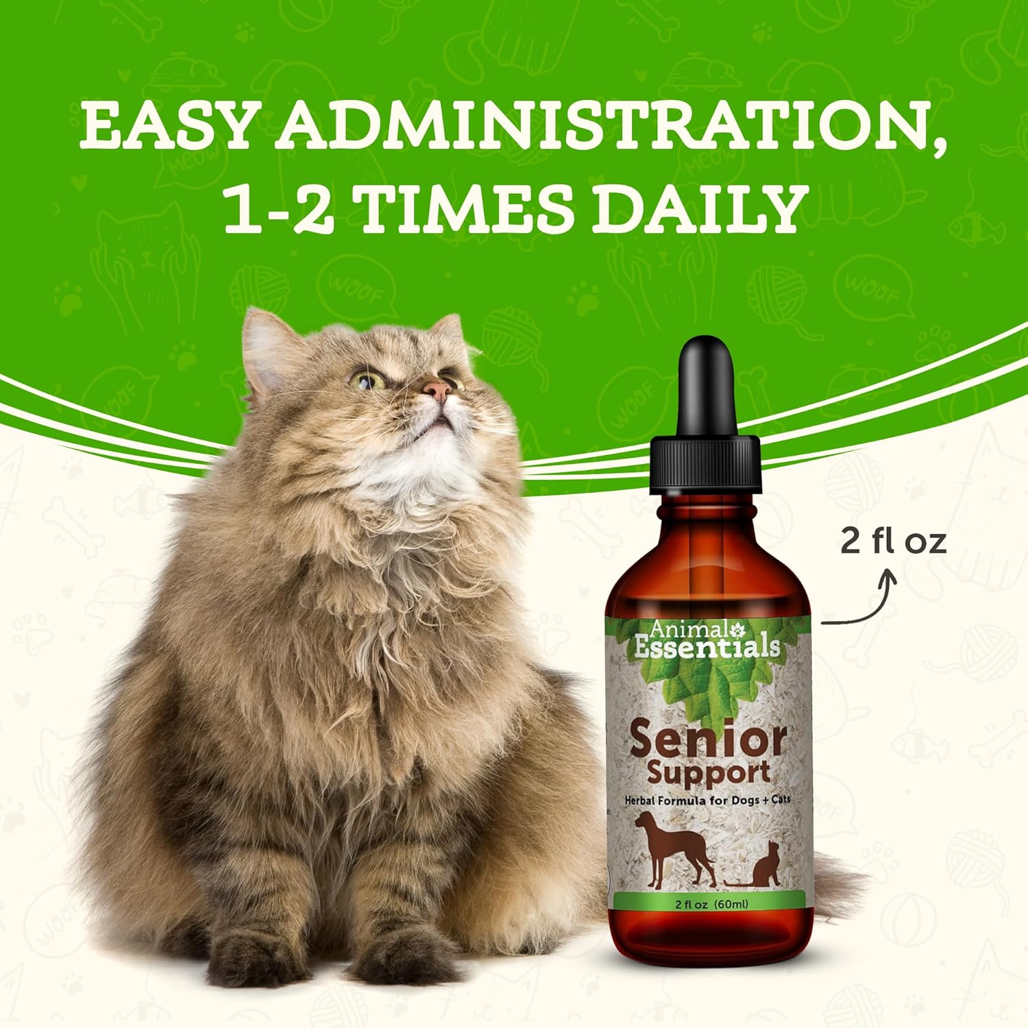 Senior Support Herbal Supplement for Dogs & Cats - Milk Thistle for Kidney Support - 2 Fl Oz