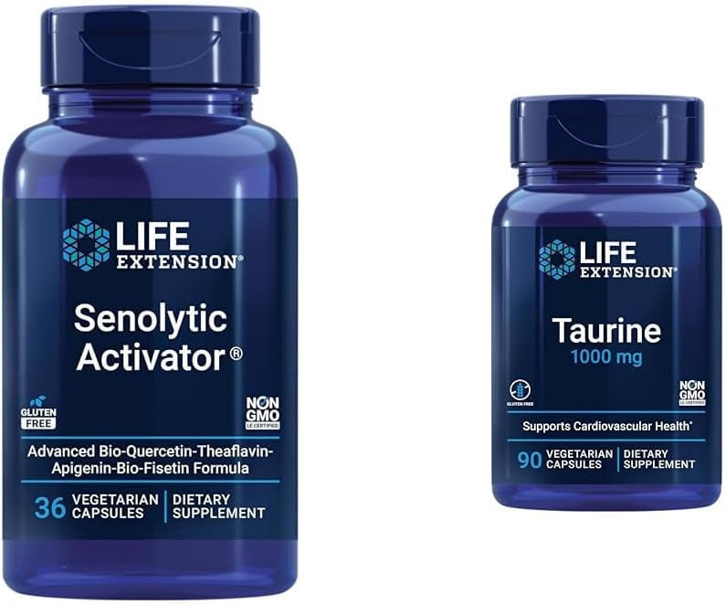Senolytic Activator Supplement with Quercetin, Fisetin, Taurine for Immune Support & Longevity - Vegetarian Capsules