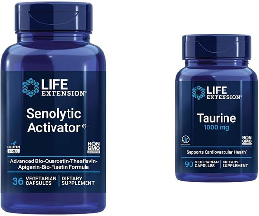 Senolytic Activator Supplement with Quercetin, Fisetin, Taurine for Immune Support & Longevity - Vegetarian Capsules