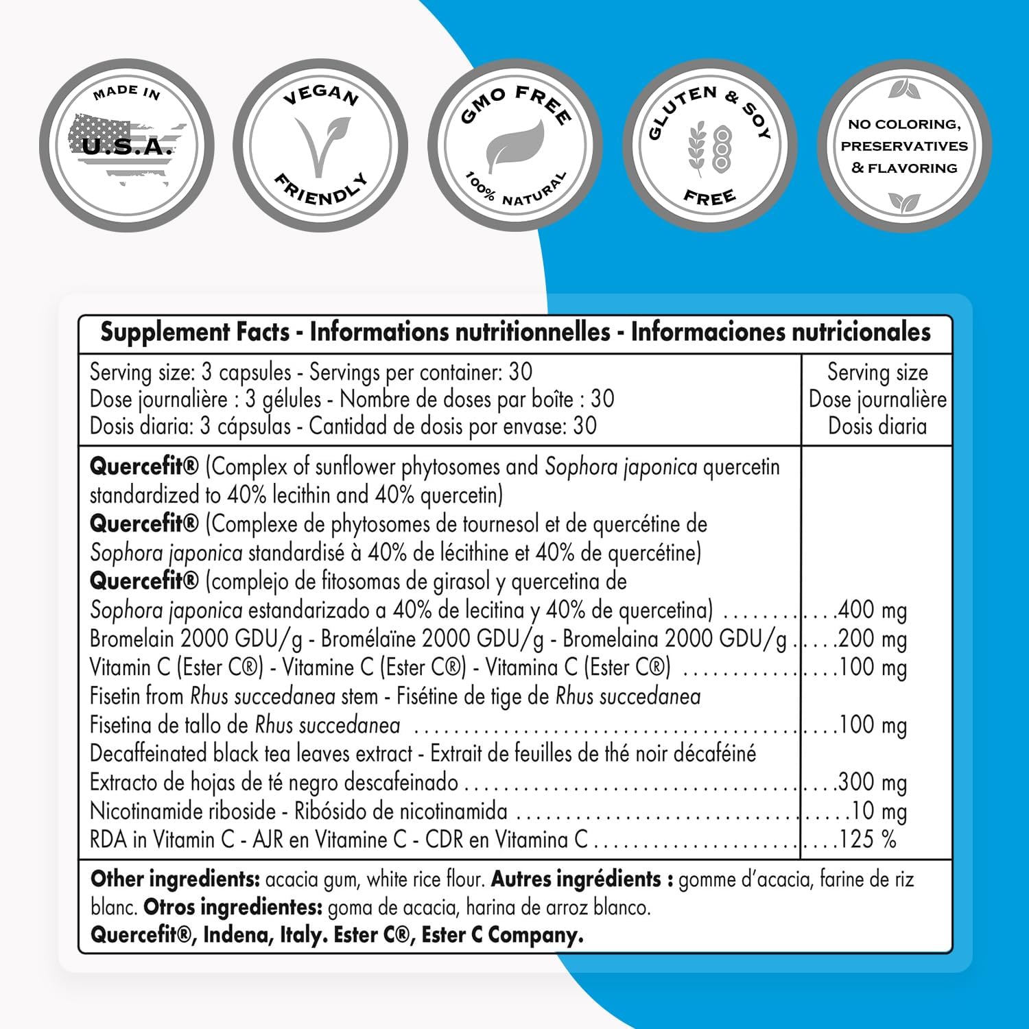 Senolytic Complex Supplement with Fisetin, Quercetin, and Bromelain - Advanced Formula with Patented Ingredients - 90 Vegetarian Capsules - Non-GMO and Gluten Free