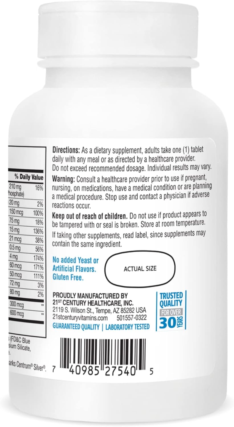 Sentry Senior Men 50Plus Tablets for 21st Century, Unscented White - 200 Count (2 Pack)