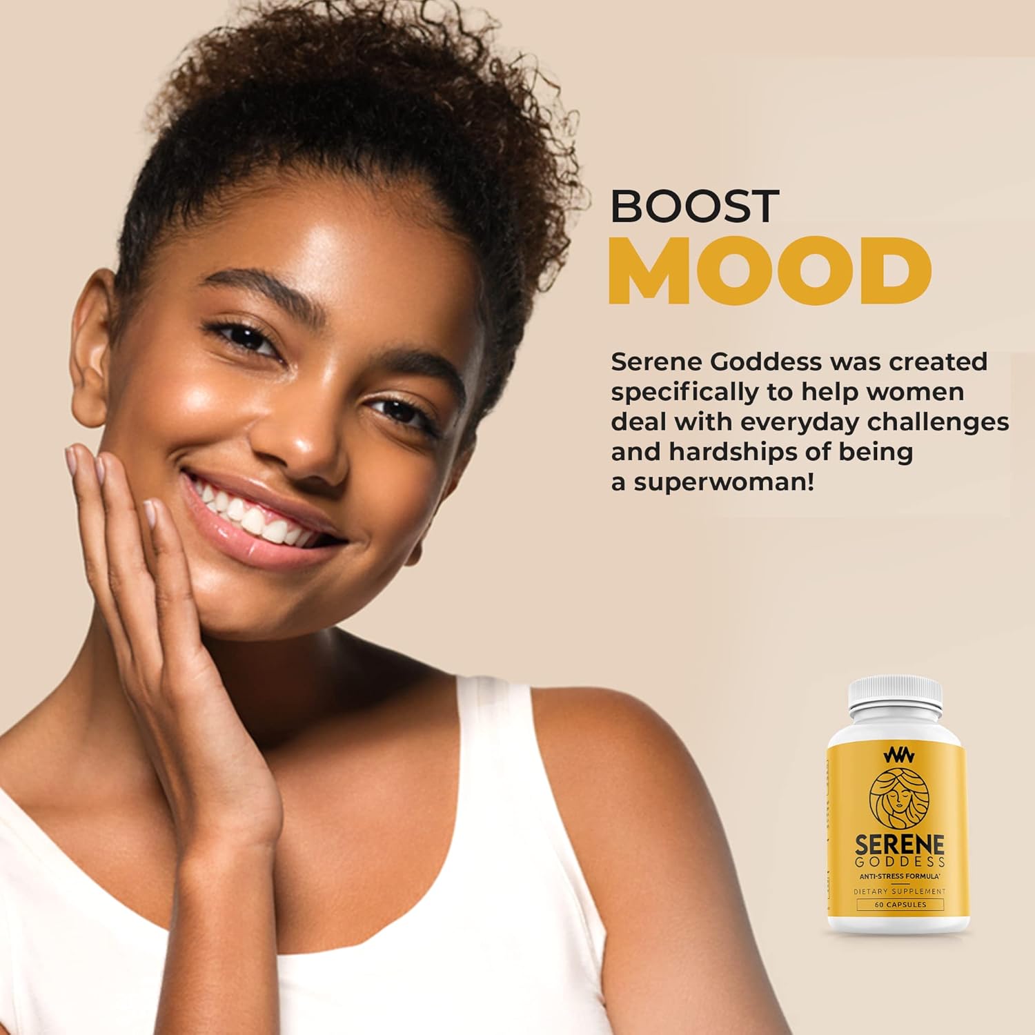 Serene Goddess Women's Supplement with Magnolia Bark for Mood Boost and Stress Relief