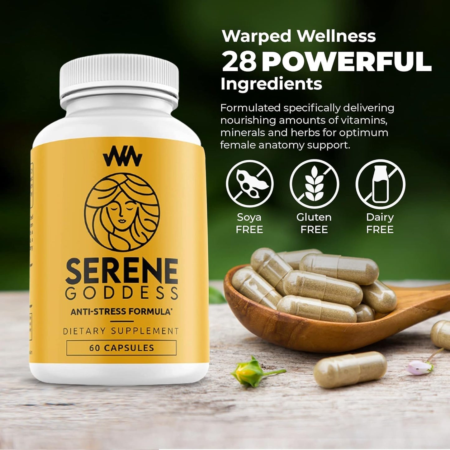 Serene Goddess Women's Supplement with Magnolia Bark for Mood Boost and Stress Relief