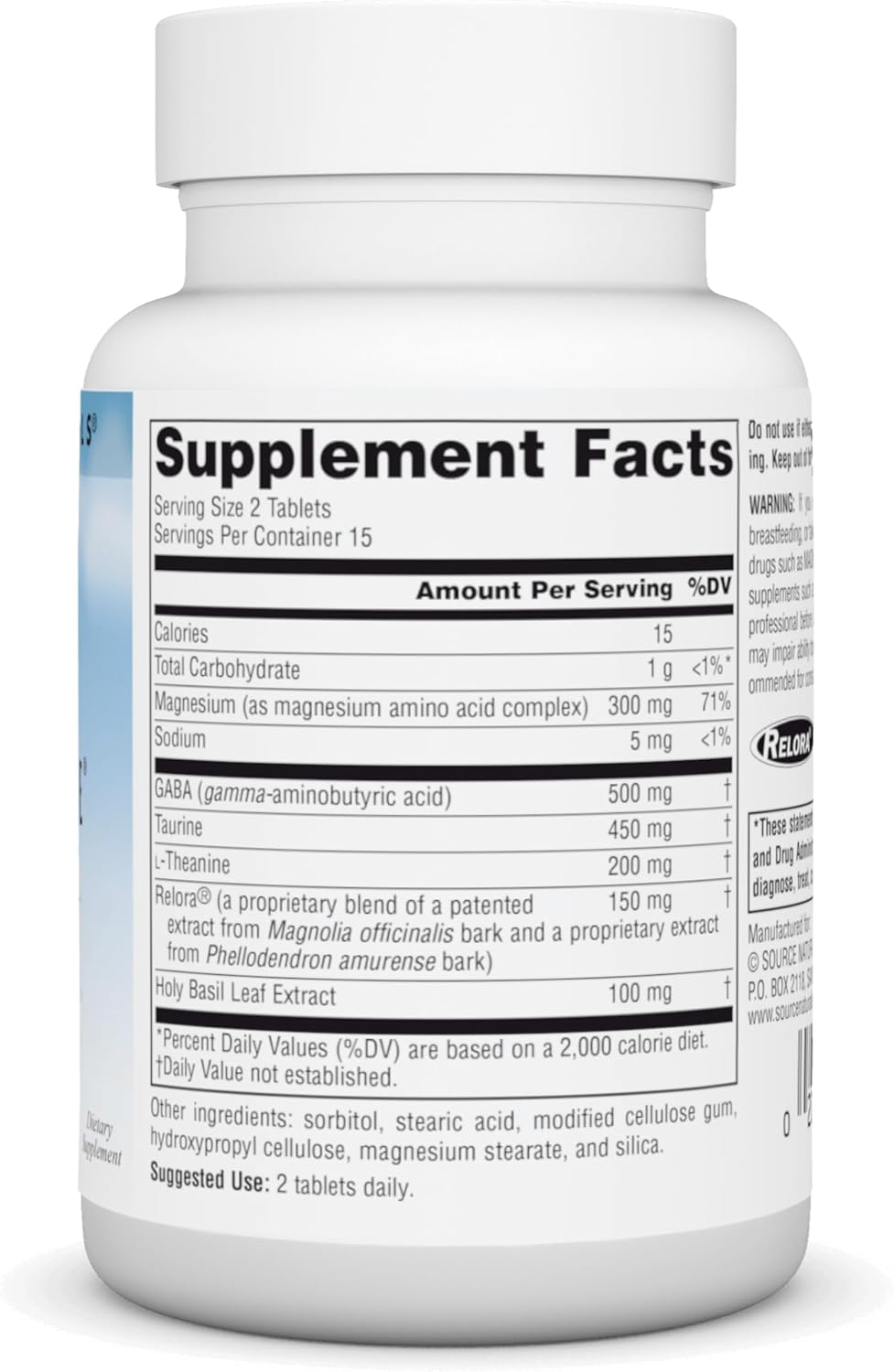 Serene Science Theanine Serene with Relora, Magnesium & GABA - 30 Tablets by Source Naturals