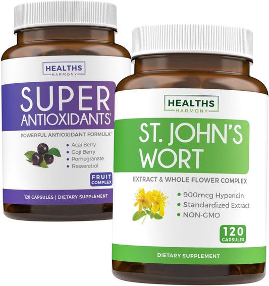 Serenity Antioxidant Blend with St. John's Wort - Superfood Daily Blend (2-Month Supply, 120 Capsules)