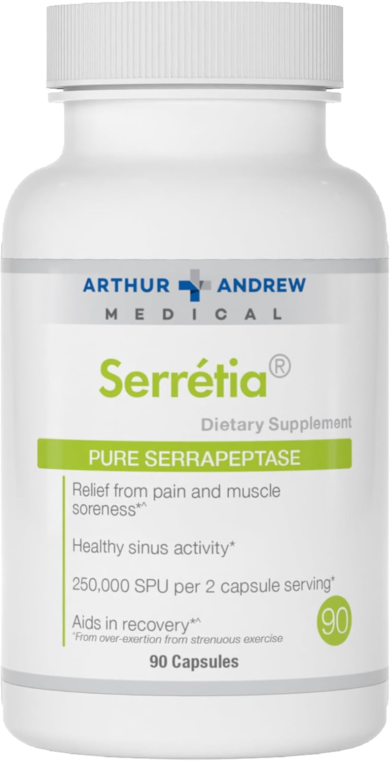 Serretia Serrapeptase Formula for Muscle and Sinus Support - 90 Capsules by Arthur Andrew Medical