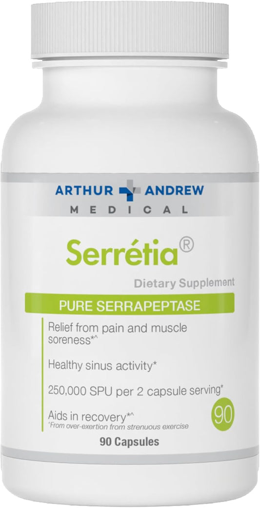 Serretia Serrapeptase Formula for Muscle and Sinus Support - 90 Capsules by Arthur Andrew Medical
