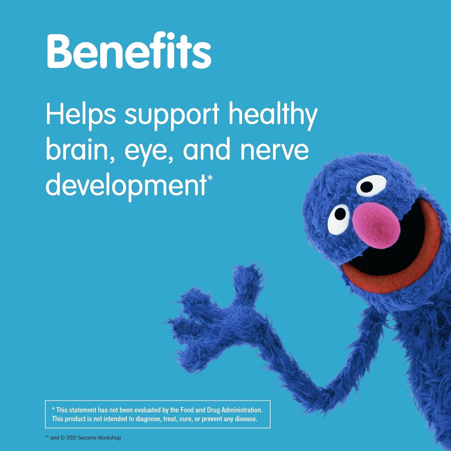 Sesame Street Omega 3 Gummies for Kids - 120 Gummies, 4 Month Supply - Brain & Eye Support - No Fishy Aftertaste