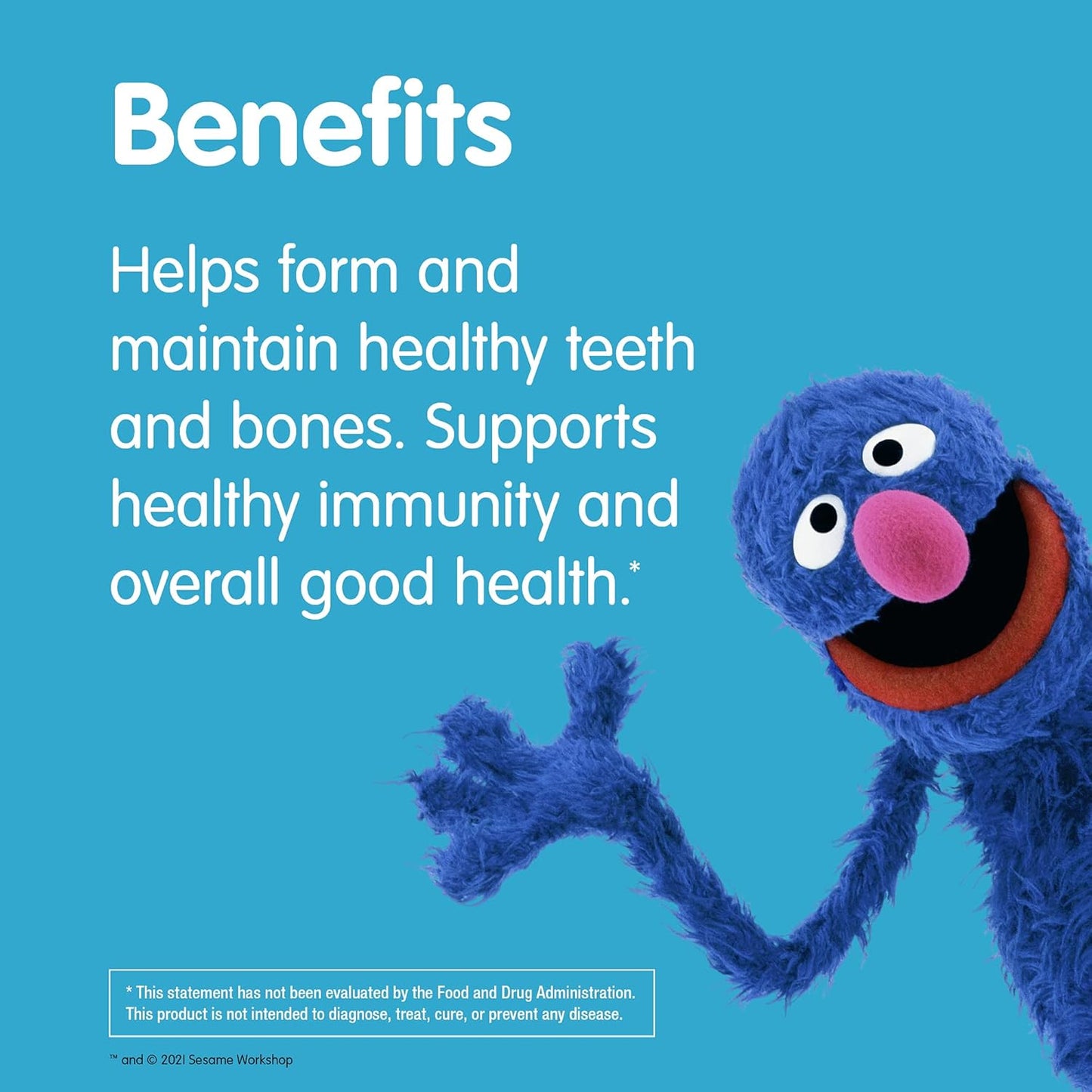 Sesame Street Vitamin D3 Gummies for Kids - 600 IU per Gummy - 6 Months Supply - Gluten, Dairy, Peanut, & Gelatin Free - Immune, Bone, and Teeth Support - Non-GMO - 180 Vegetarian Gummies