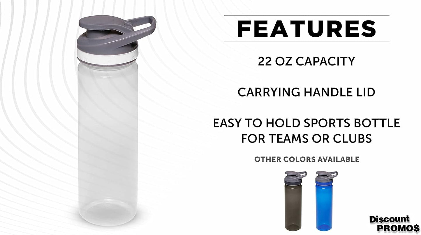 Set of 10 Sports Water Bottles 22 oz - Bulk Pack Promo Deal - Leakproof, Reusable, Clear with Lids