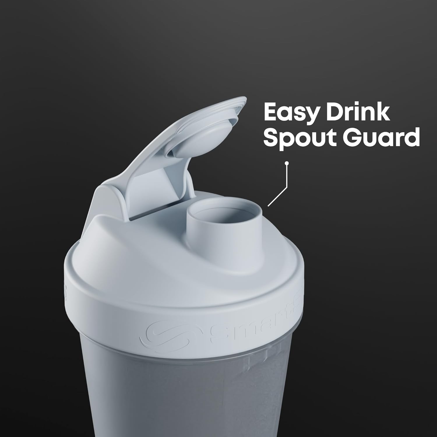 Set of 4 Smartshake Slim Protein Shaker Bottles 400ml | 13.5oz with Storage - Leakproof Screw-on Lid - BPA Free - Black, White, Gray, Pink