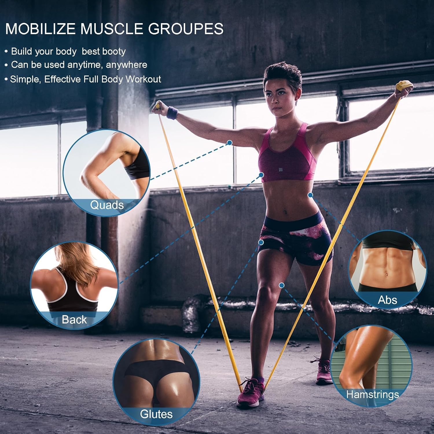 Set of 5 Lianjindun Professional Elastic Resistance Bands for Men and Women - Latex-Free Workout and Exercise Bands for Physical Therapy, Yoga, Pilates