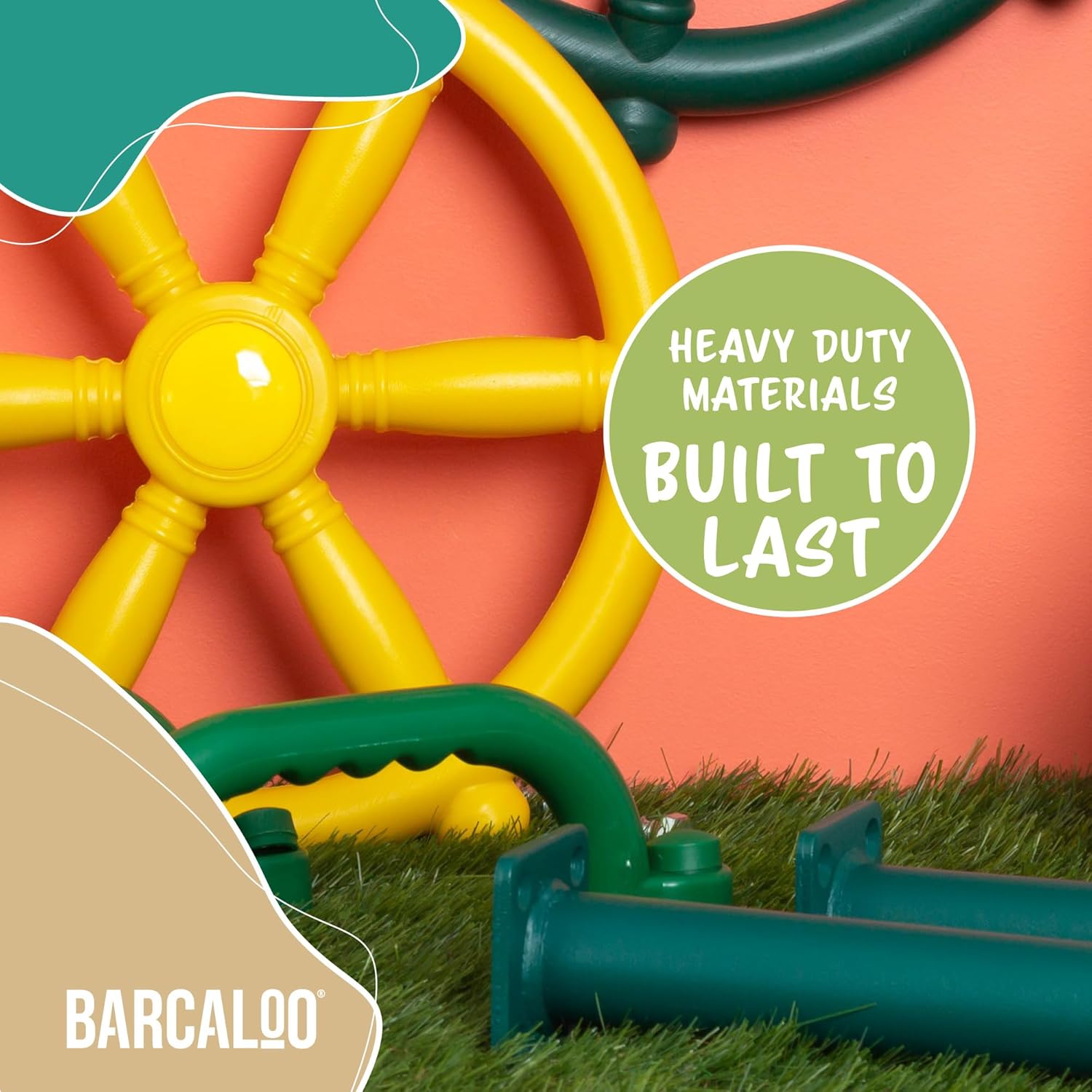 Set of 8 Green Powder Coated Monkey Bars Playset Attachment for Backyard - Indoor Kids Play Equipment with Mounting Plates, 16 1/2 Inches Long