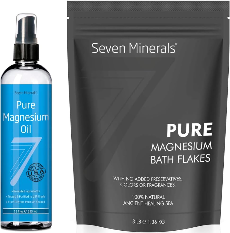 Seven Minerals Pure Magnesium Oil and Bath Flakes for Relaxation and Wellness