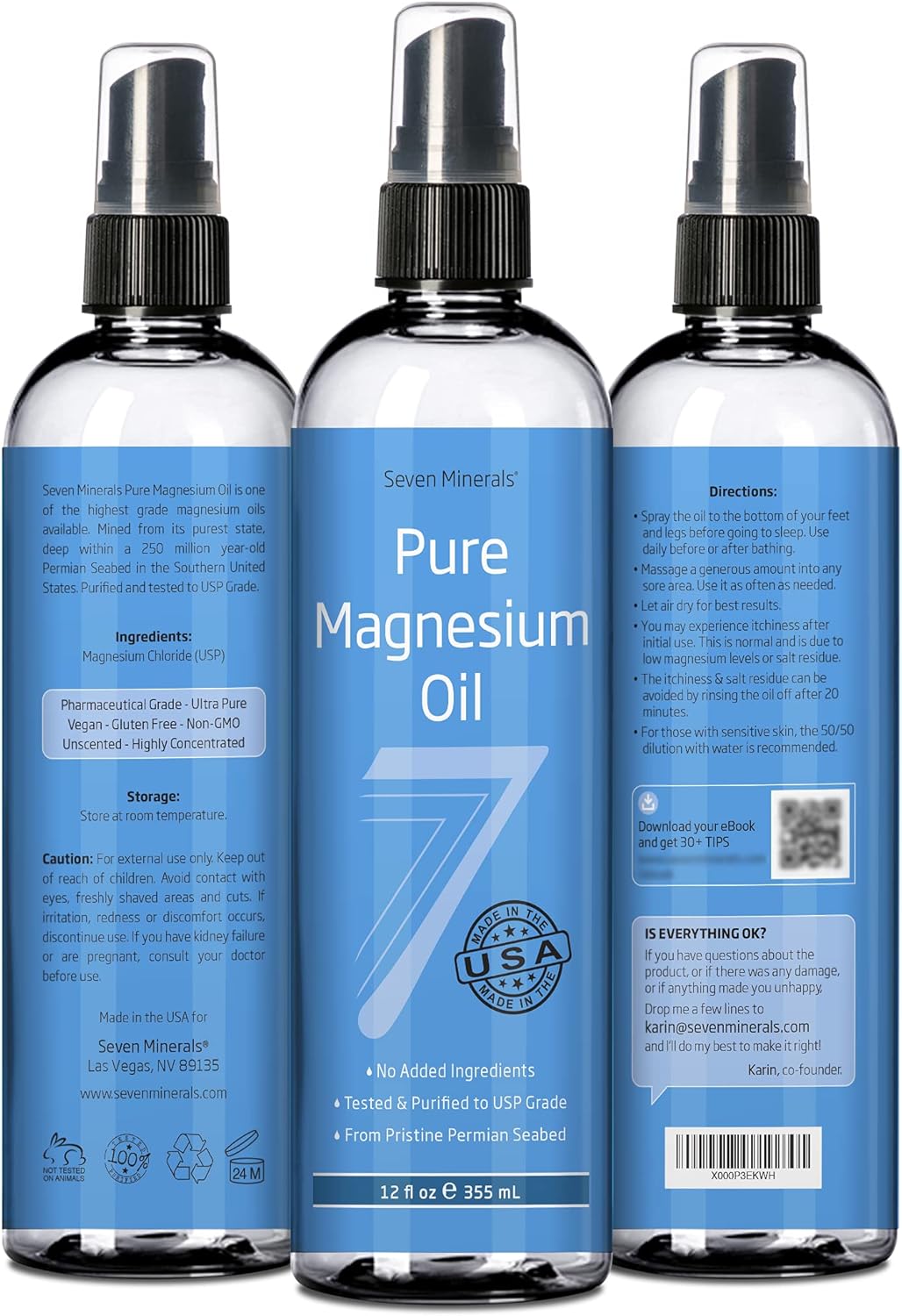 Seven Minerals Pure Magnesium Oil Infused with Aloe Vera for Maximum Benefits