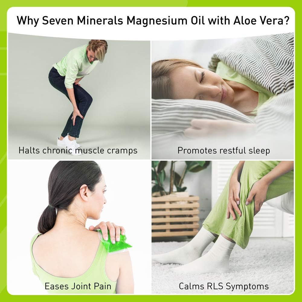 Seven Minerals Pure Magnesium Oil Infused with Aloe Vera for Maximum Benefits
