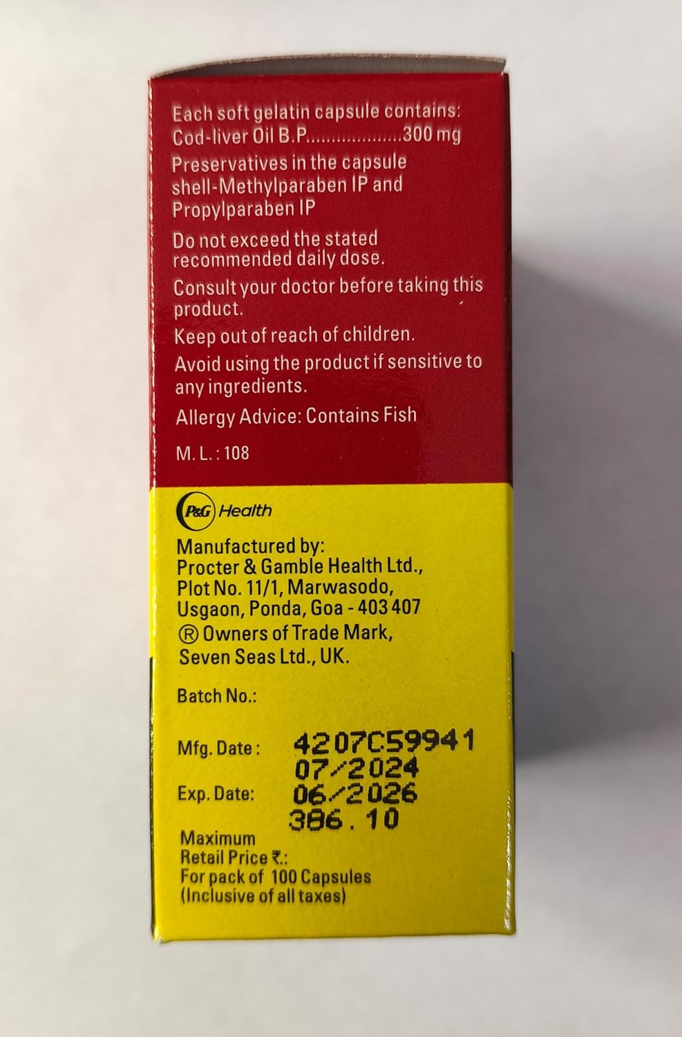 Seven Seas Cod Liver Fish Oil Capsules - Pack of 100