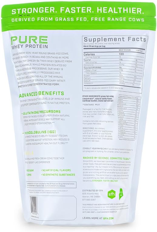 SFH Vanilla Whey Protein Powder - 31.6 OZ - Stronger Faster Healthier Formula