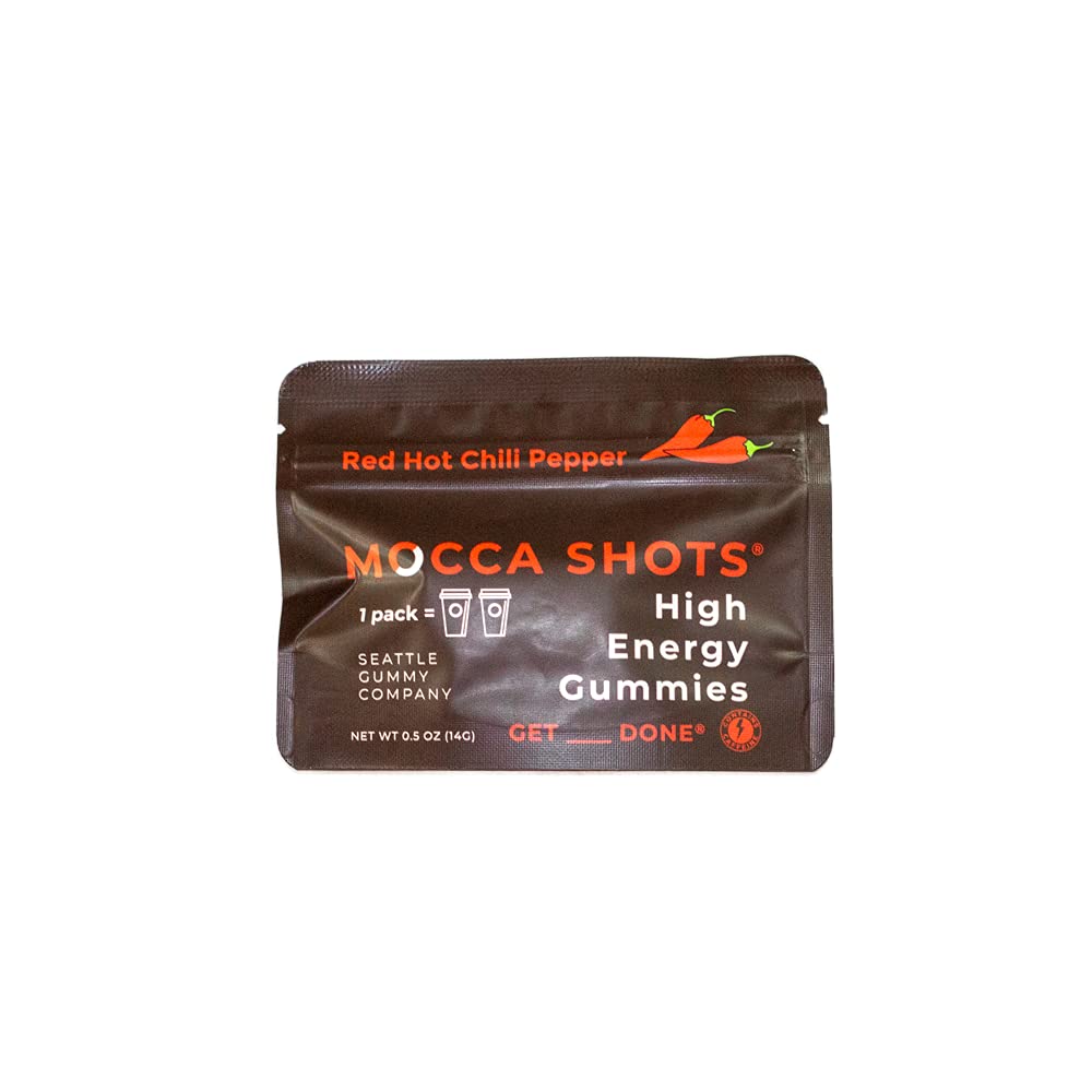 SGC Caffeine Energy Chews 12-Pack - Vegan & Gluten-Free Coffee Energy Gummy with 200mg Caffeine per Pack - Mocca Shots Red Hot Chili Pepper Chocolate
