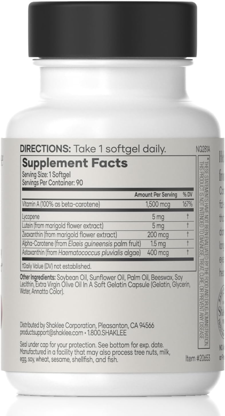 Shaklee CarotoMax Eye Health Formula with 6 Carotenoids - Supports Vision & Macular Health - 90 Softgels