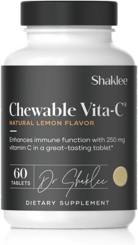 Shaklee Chewable Vitamin C 250mg Tablets - Lemon Flavored for Immune Support - Easy-to-Consume Vitamin C Supplement for Kids and Adults - 60 Tablets