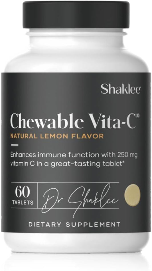 Shaklee Chewable Vitamin C 250mg Tablets - Lemon Flavored for Immune Support - Easy-to-Consume Vitamin C Supplement for Kids and Adults - 60 Tablets