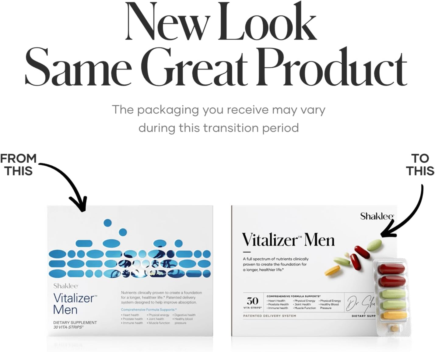 Shaklee Men's Vitalizer™ - Advanced Nutrition Vita-Strips® for Heart, Joint, Immune, Bone, Digestive Health & Energy - 30 Strips