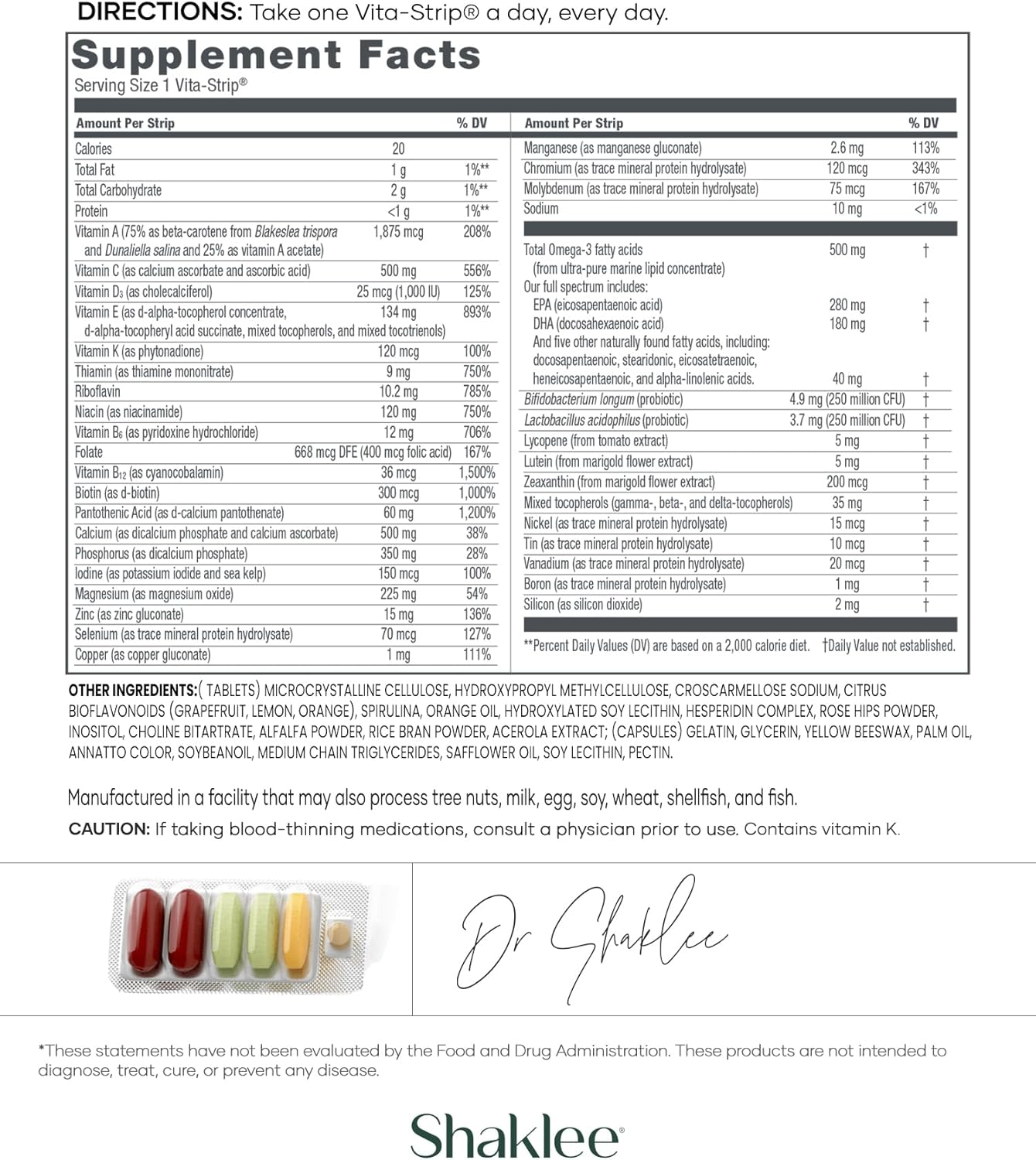 Shaklee Men's Vitalizer™ - Advanced Nutrition Vita-Strips® for Heart, Joint, Immune, Bone, Digestive Health & Energy - 30 Strips