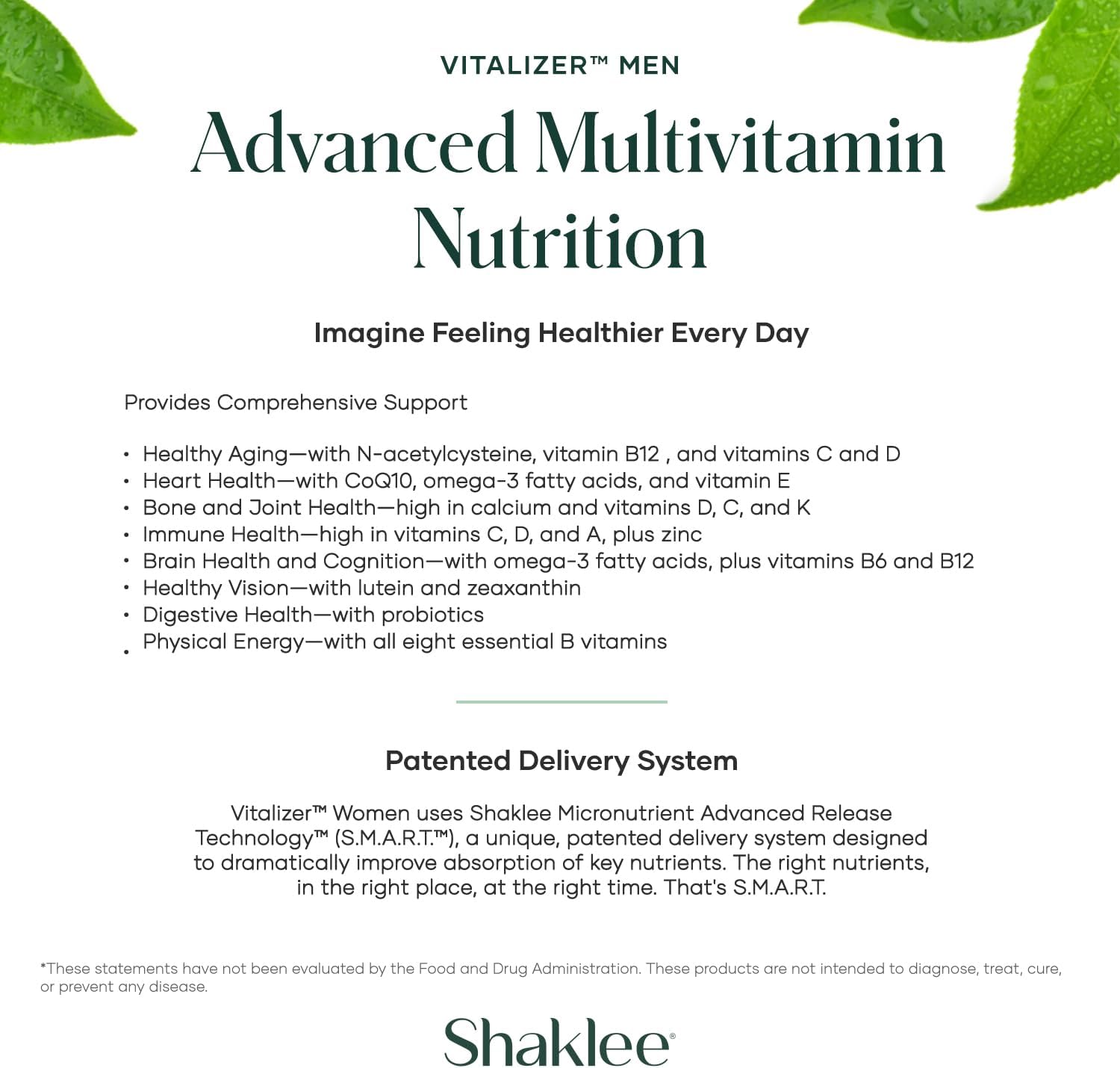 Shaklee Men's Vitalizer™ - Advanced Nutrition Vita-Strips® for Heart, Joint, Immune, Bone, Digestive Health & Energy - 30 Strips