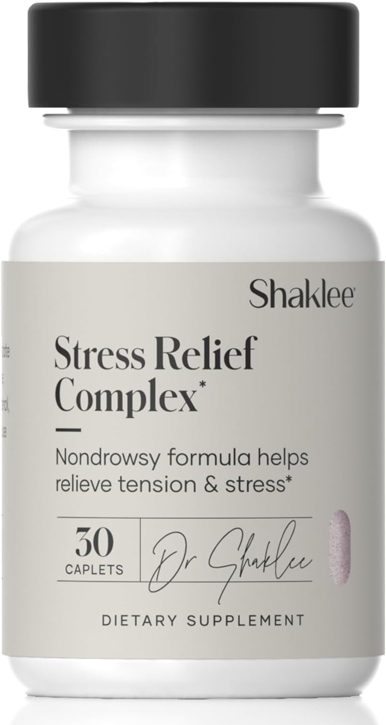 Shaklee Stress Relief Complex with L-theanine, Ashwagandha, Beta-sitosterol, L-tyrosine - Daily Relaxation Supplement for Adults - 30 Caplets