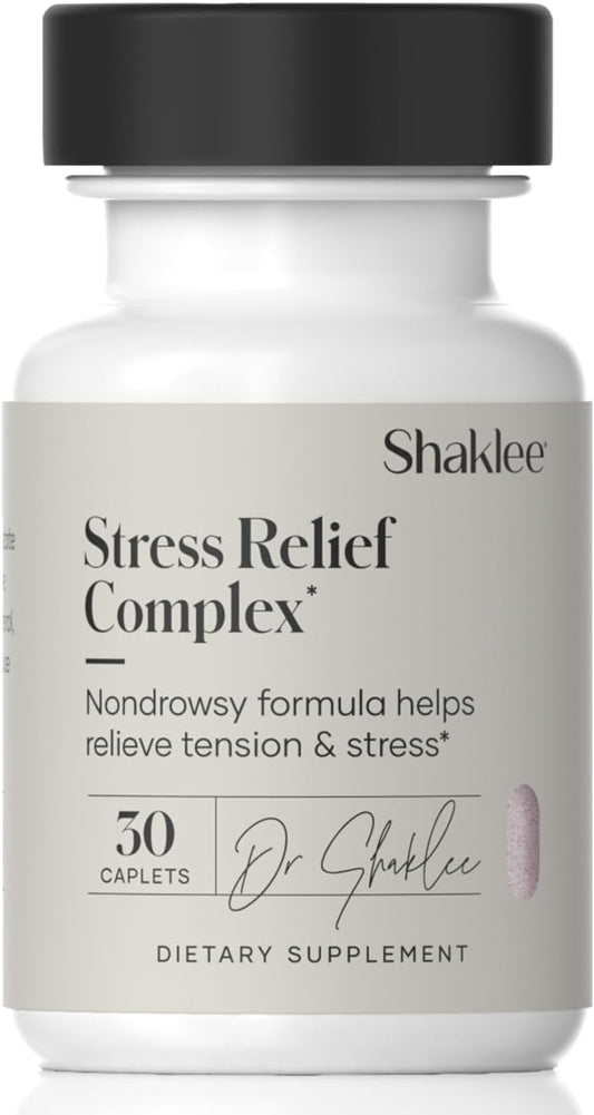 Shaklee Stress Relief Complex with L-theanine, Ashwagandha, Beta-sitosterol, L-tyrosine - Daily Relaxation Supplement for Adults - 30 Caplets