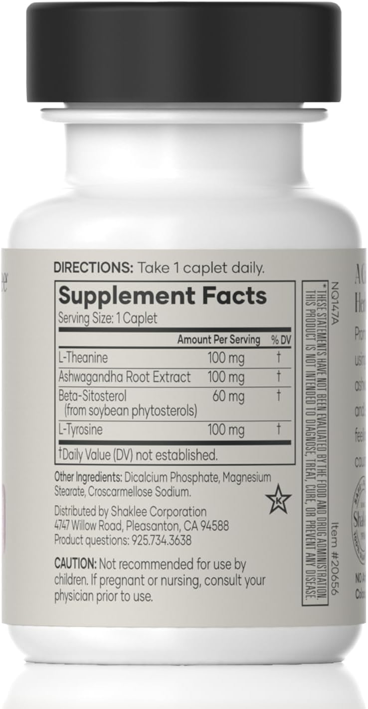 Shaklee Stress Relief Complex with L-theanine, Ashwagandha, Beta-sitosterol, L-tyrosine - Daily Relaxation Supplement for Adults - 30 Caplets