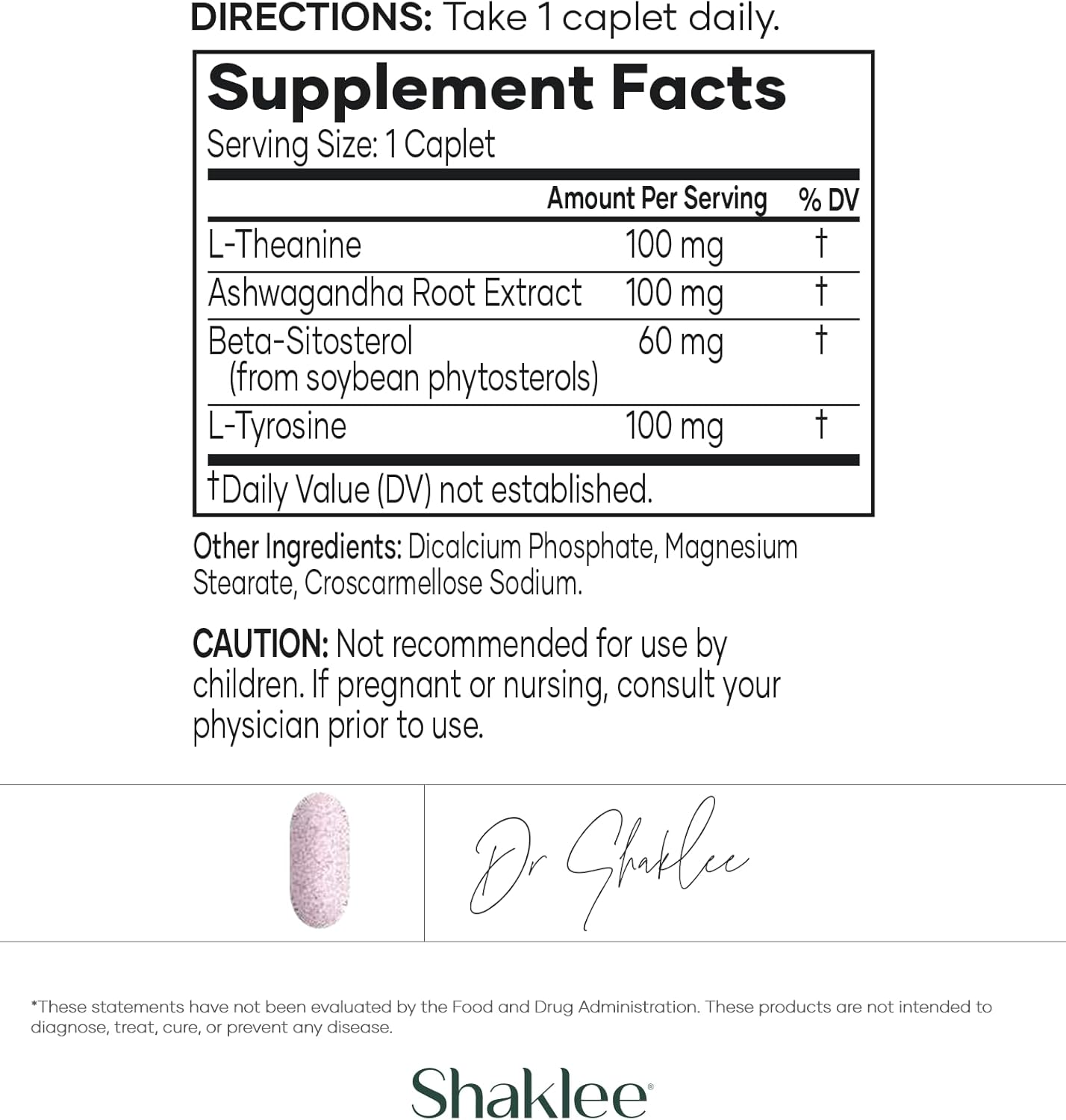 Shaklee Stress Relief Complex with L-theanine, Ashwagandha, Beta-sitosterol, L-tyrosine - Daily Relaxation Supplement for Adults - 30 Caplets