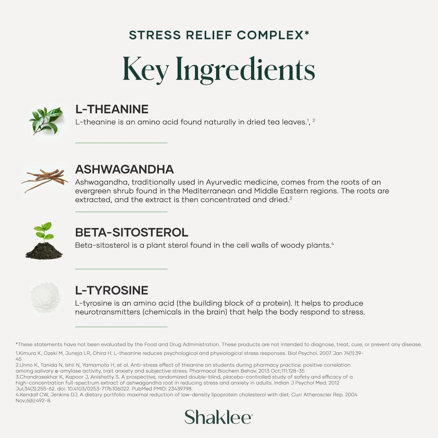 Shaklee Stress Relief Complex with L-theanine, Ashwagandha, Beta-sitosterol, L-tyrosine - Daily Relaxation Supplement for Adults - 30 Caplets