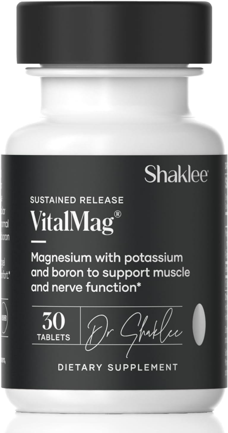 Shaklee Sustained Release VitalMag Magnesium Supplement for Nerve, Muscle, and Heart Health with Potassium, Boron, and Cardiovascular Support - 30 Tablets