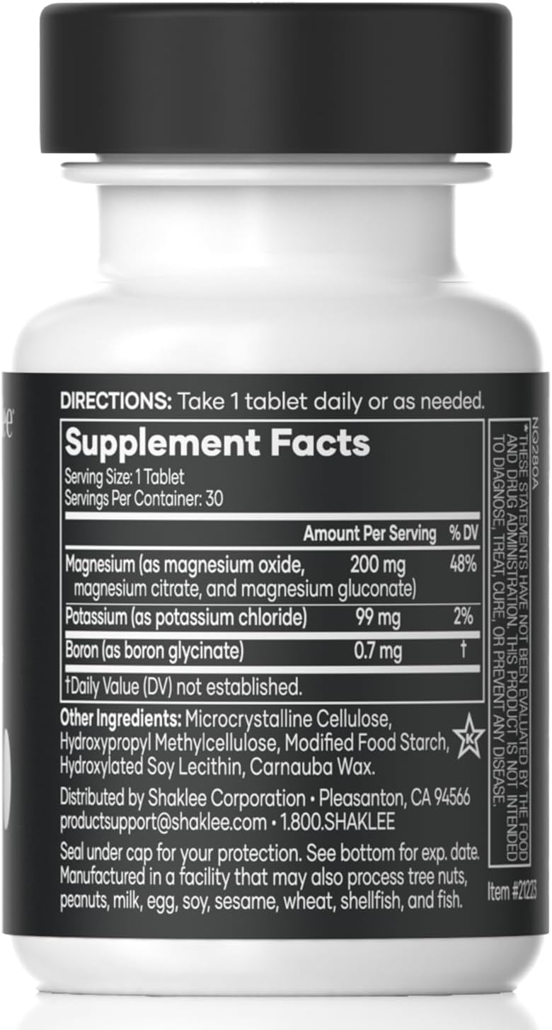 Shaklee Sustained Release VitalMag Magnesium Supplement for Nerve, Muscle, and Heart Health with Potassium, Boron, and Cardiovascular Support - 30 Tablets
